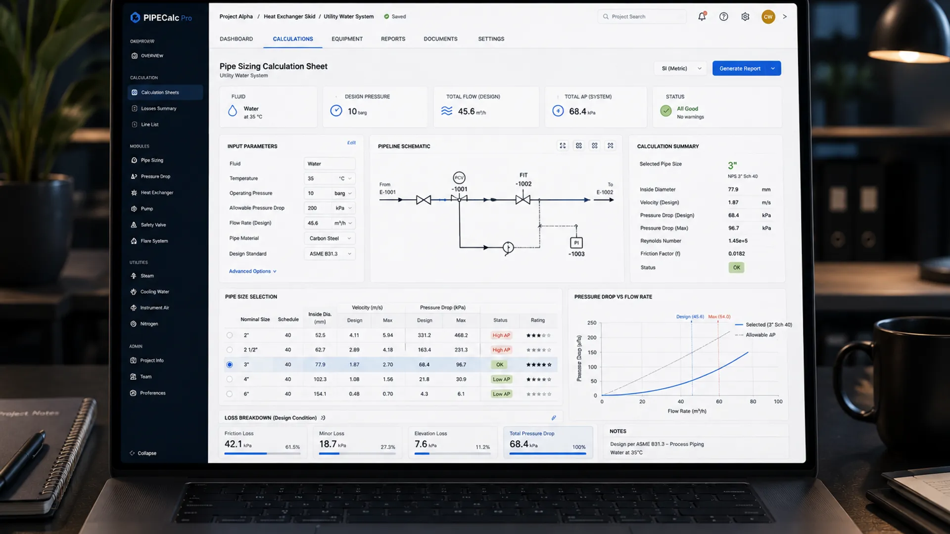 A custom engineering calculation application