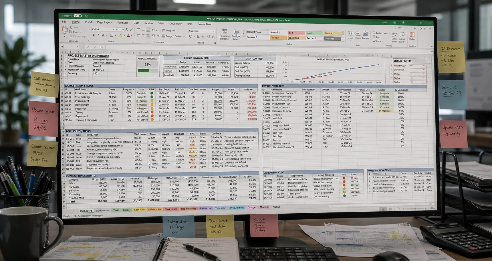 A tangle of overlapping spreadsheet windows